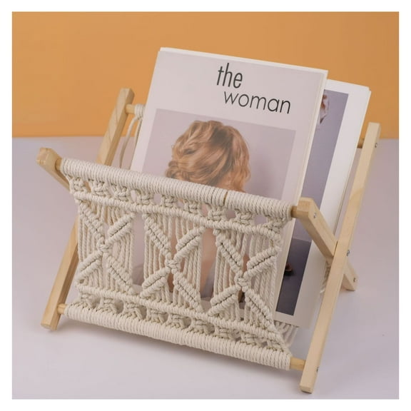 1pc Newspaper Baskets, Magazine Rack, Cotton Rope Woven Magazine Holder, Standing Boho Basket, Book Basket for Newspapers, Magazines, Books, Living Room, Bathroom, Office Beige