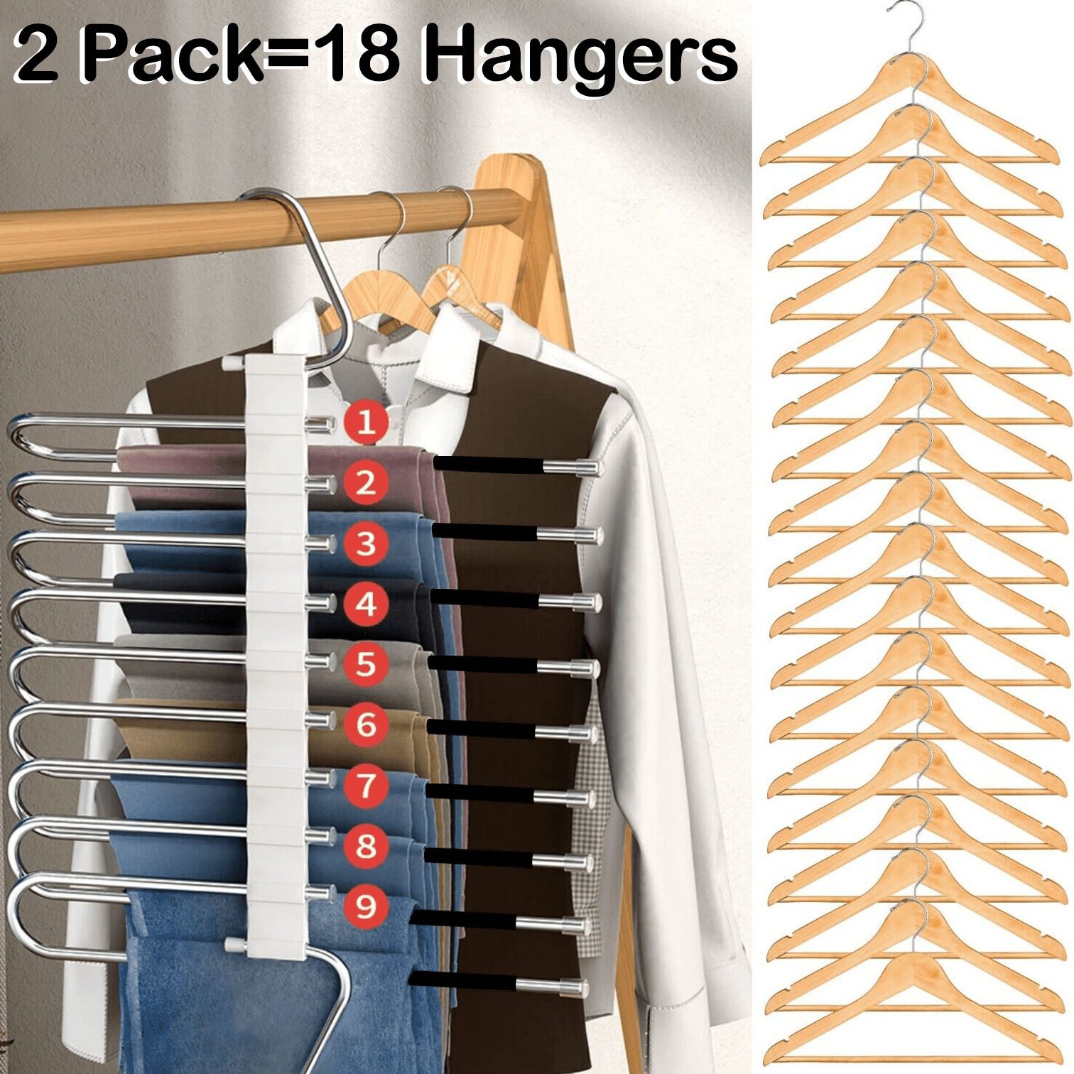 MORALVE Space Saving Pant Hanger (2 Pack)