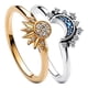 thumbnail image 2 of Anillos de compromiso para mujer, sortija de Luna y Sol Azul celeste brillante, banda para el dedo apilable, novedad de 2023, 2 of 4