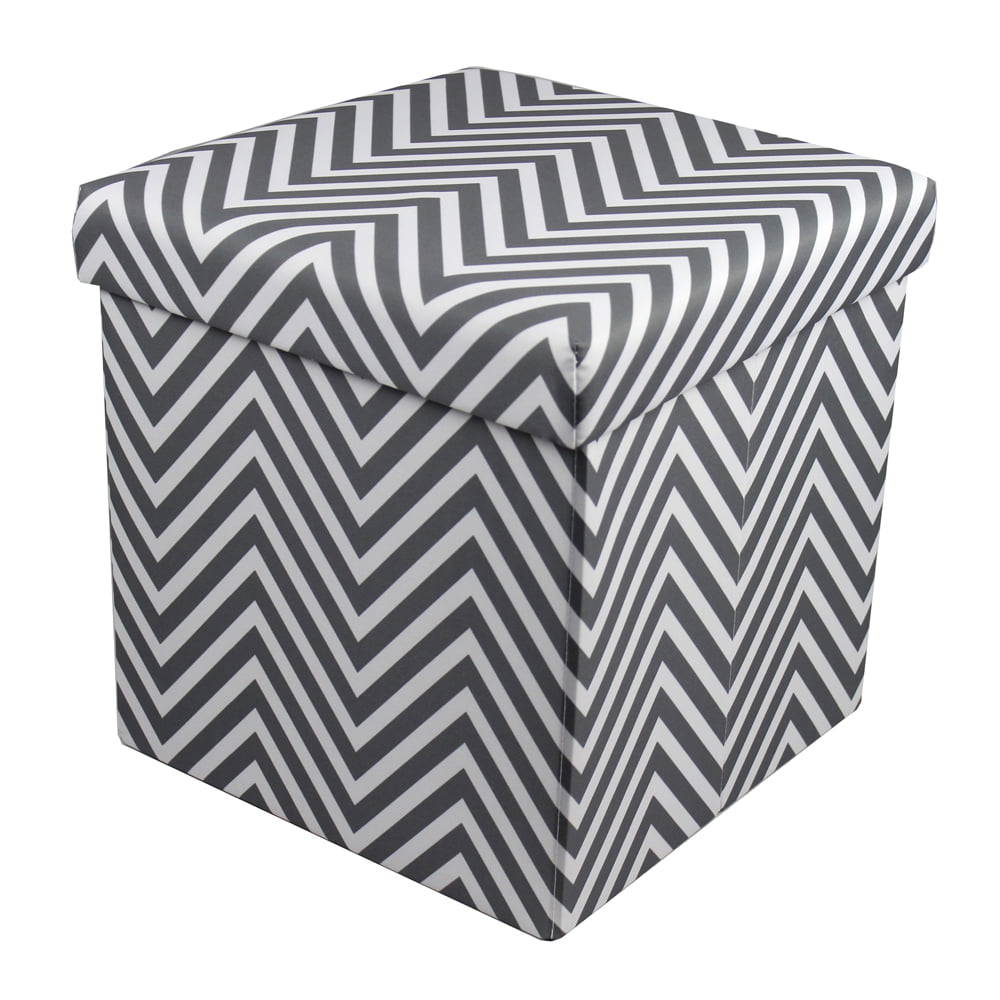 Sorbus Chevron Storage Ottoman Cube ? Foldable/ Collapsible with Button ...