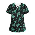 thumbnail image 4 of Tops Cortos para las Mujeres, Halloween Impreso en Cuello en V con Bolsillo, Moda Casual Manga Corta, 4 of 5