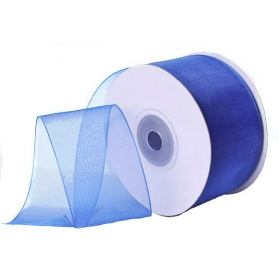 1.5" Plain Sheer Organza Nylon Ribbon 25 Yards - Royal Blue