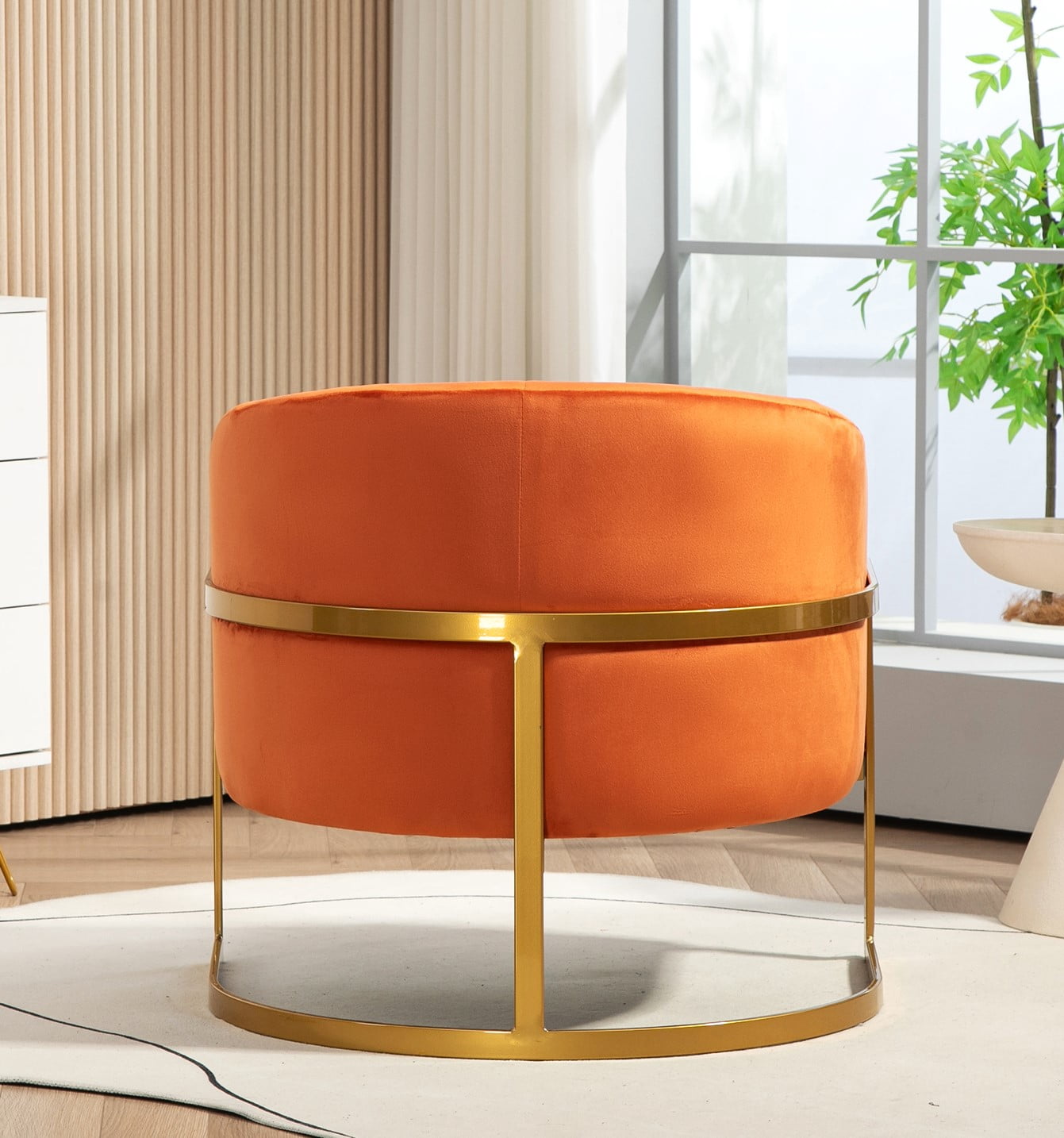 US Pride Furniture Modern Accent Armchair Luxury Gold Frame and Multi-colored Velvet Material Infuse Elegant Flair Red Orange