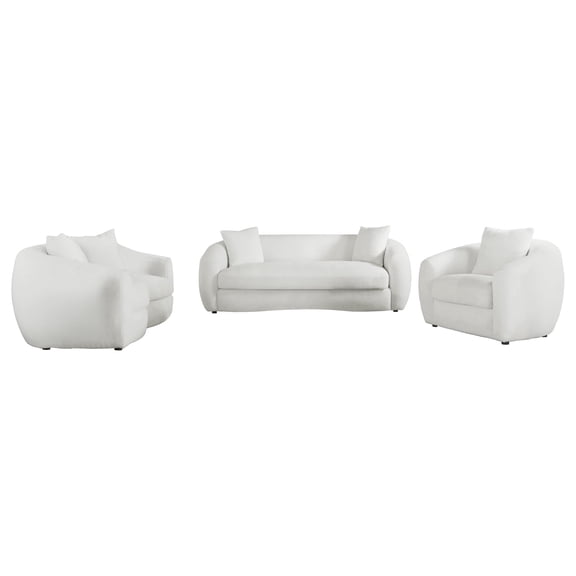 Isabella 3-piece Faux Sheepskin Upholstered Sofa Set Ivory