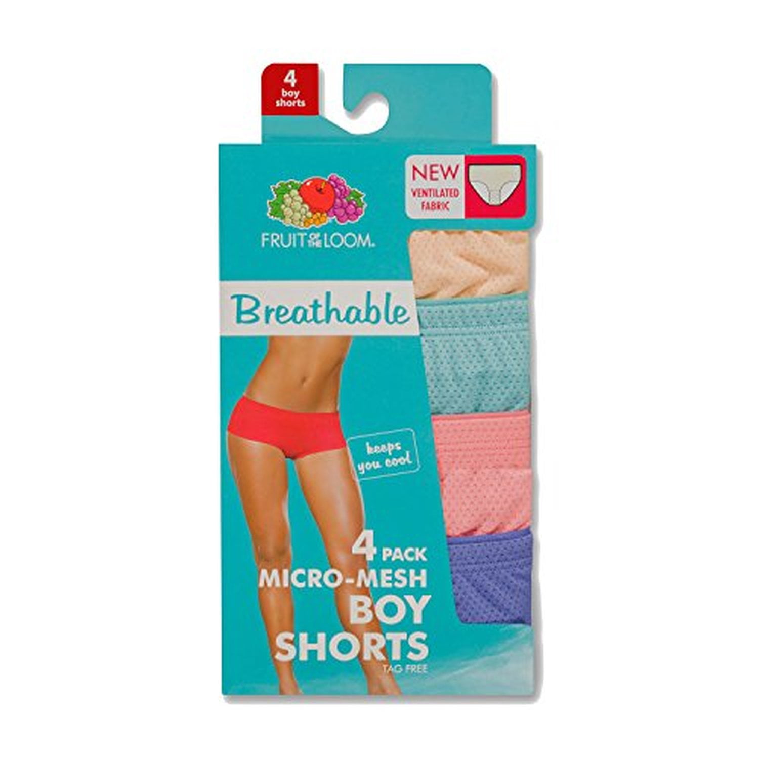 Women's Breathable Boy Shorts, 4 Pack 