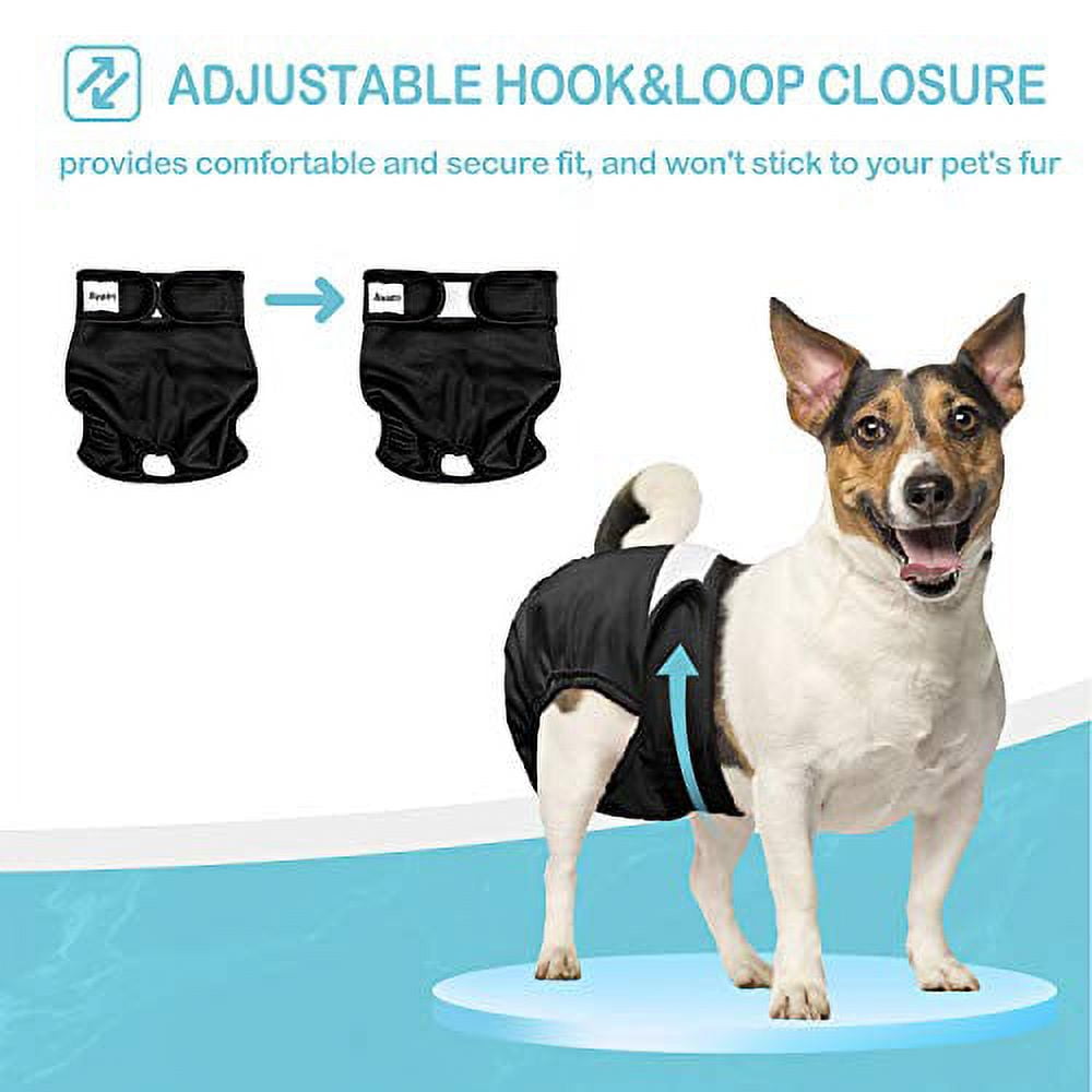Avont 3 Pack Washable Female Dog Diapers, Premium Reusable Highly Absorbent Doggie Diapers Wraps Durable Dog Diaper Cover -Black/Brown/Grey (XL)