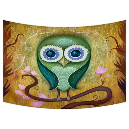 Owl Decor For Bedroom ZKGK Owl Art Pattern Tapestry Wall Hanging Wall Decor Art for Living Room Bedroom Dorm Cotton Linen Decoration 90x60 Inches ()