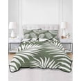thumbnail image 2 of Quilts Twin Size Bedding Set, Palm Leaves Dark Green Lightweight Quilted Comforter, Summer Botanical Coastal Tropical Soft Reversible Bedspread Coverlet with Pillow Covers for All Season, 68" x 86", 2 of 7