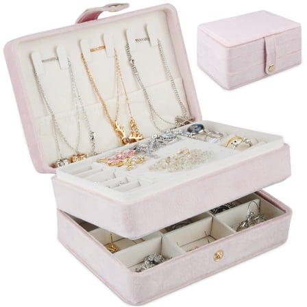 ABCPOW Travel Jewelry Box for Women Girls Mothers,PU Leather Small Jewelry Box Portable Mini Travel Case Display Boxes for Stud,Rings,Necklaces,Bracelets,Earring Holder Organizer Storage for Travel