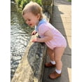 thumbnail image 4 of BemeyourBBs Newborn Baby Girl Summer Clothes Cute Striped Bubble Romper Short Sleeve Doll Collar Bow Embroidery Sweet Bodysuit Jumpsuit Infant Baby Girl Outfit, 4 of 9
