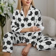 thumbnail image 5 of KLL Soccer Print Women's Long Sleeve Pajamas with Pants Sleepwear Loungewear 2 Set-Large, 5 of 7