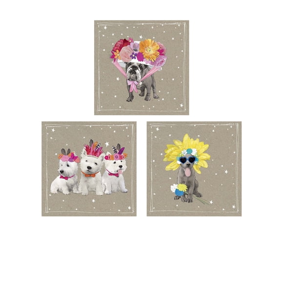 Great Art Now Fancypants Wacky Dogs by Hammond Gower 3 Piece Print Art Set Each 12W x 12H