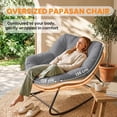 thumbnail image 4 of Outsunny Fauteuil Berçant Papasan Intérieur Extérieur avec Coussin, Gris, 4 of 10