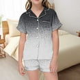 thumbnail image 5 of Teen Silk Pajamas Girls Gradient Short Sleeve Button-Down Top Shorts Summer Outfits for Girls Pajamas Size 12-13 Years, 5 of 7