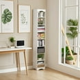 thumbnail image 4 of VECELO 71" Tall Narrow Bookcase, Slim Storage Cabinet with Adjustable Shelves, Corner Bookshelf, 8-Tier Cube Display Rack for Home Office, White, 4 of 5