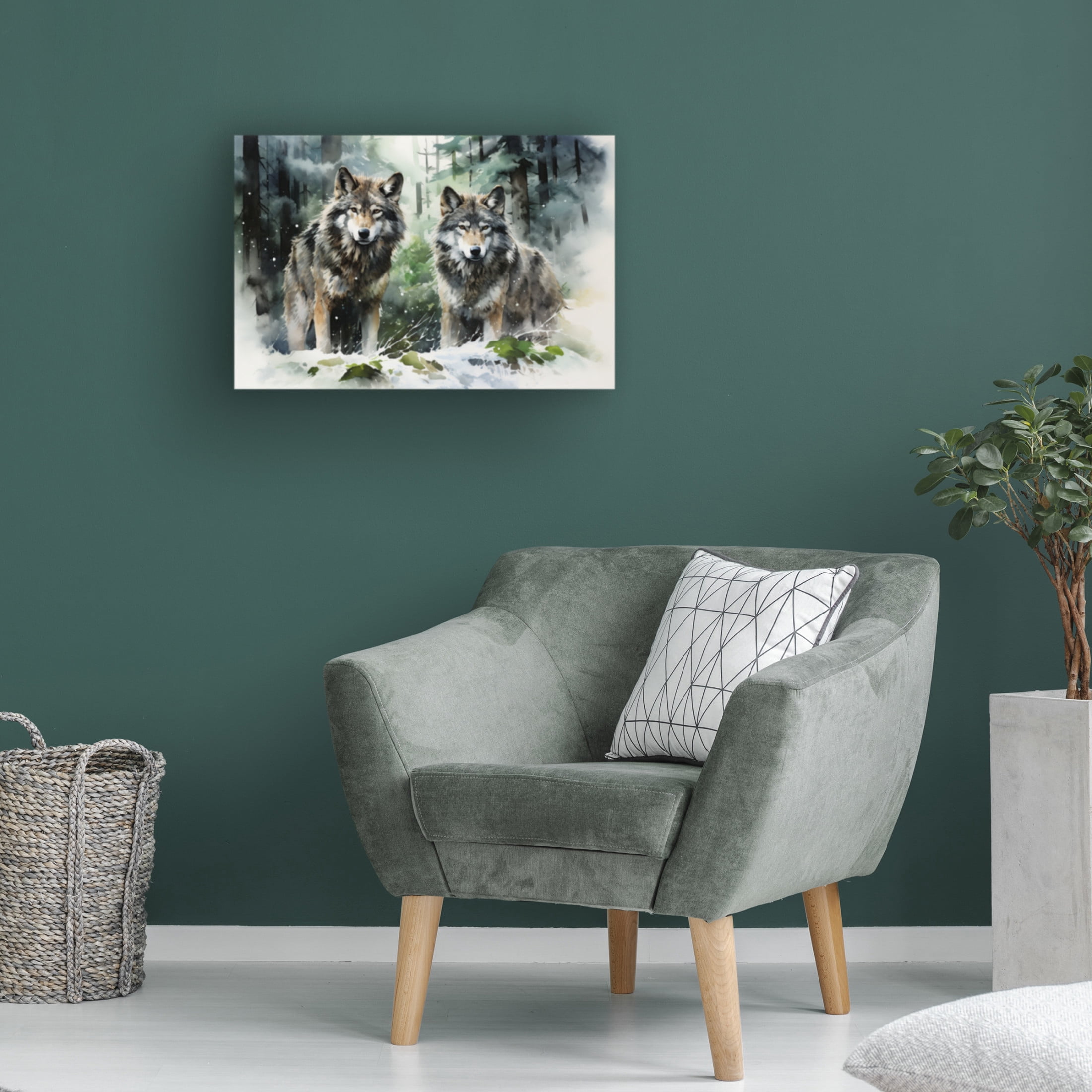 Canvas Wall Art - Momart 'Wild Life Of Predators In Watercolor 9' Wall Art for Living Room, Bedroom, or Office Décor by Trademark Fine Art - 24 x 16 Inches