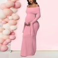 thumbnail image 6 of CHUMUD Women's Maternity Long Sleeve Off Shoulder Pregnancy Photography Maxi Dress for Baby Shower Photoshoot Party Wedding Guest Dress, 6 of 8
