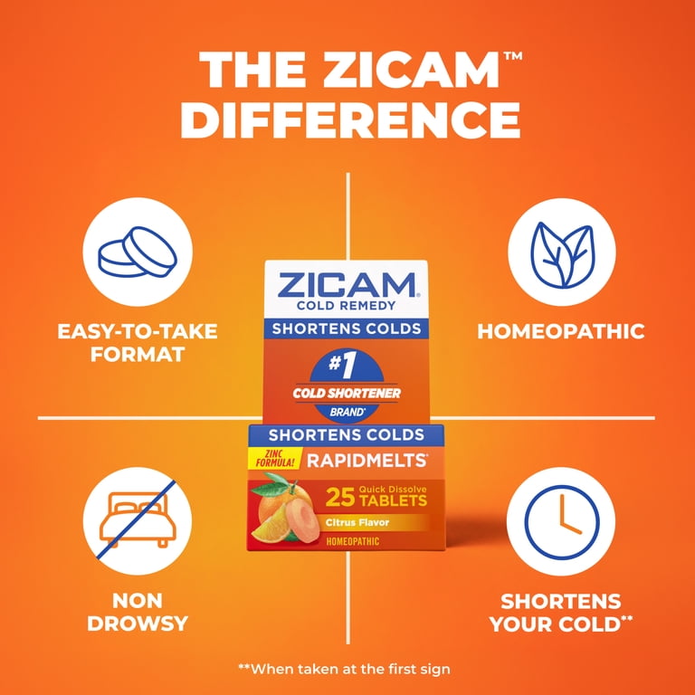 2 pack) Zicam Cold Remedy Zinc RapidMelts, Citrus Flavor