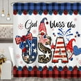 thumbnail image 2 of Sonernt 4th of July Gnome Shower Curtain Waterproof Washable Fabric Bathroom Decor with Hooks 72x72 Inch, 2 of 7