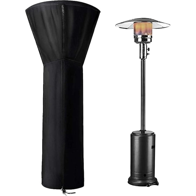 Waterproof Patio Heater Covers with Zipper, Round Outdoor Heater Covers (H89 x D33 x 19in, Black)