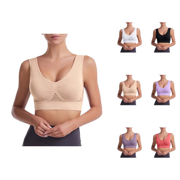 Sports Bras for Women Longline U Neck Hollow out Breathable Plus Size Wireless Bralette Workout Yoga Crop Tank Top