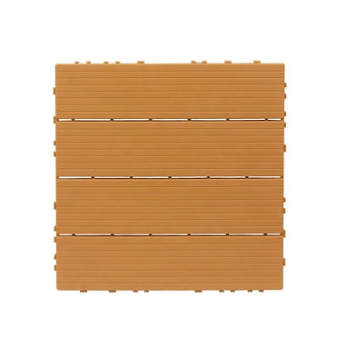 Plastic Interlocking Deck Tiles, 27 Pack, 11.4"x11.4" Waterproof Flooring Tiles for Indoor and Outdoor, Patio Floor Decking Tiles for Porch Poolside Balcony Backyard, Light Brown