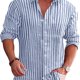 thumbnail image 4 of Camisas de Otoño Para Hombres Camisa de Manga Larga Con Cuello En V Algodón Y Lino Camisa Holgada Informal Con Cuello Alto Para Jóvenes Odeerbi ODB-4, 4 of 8