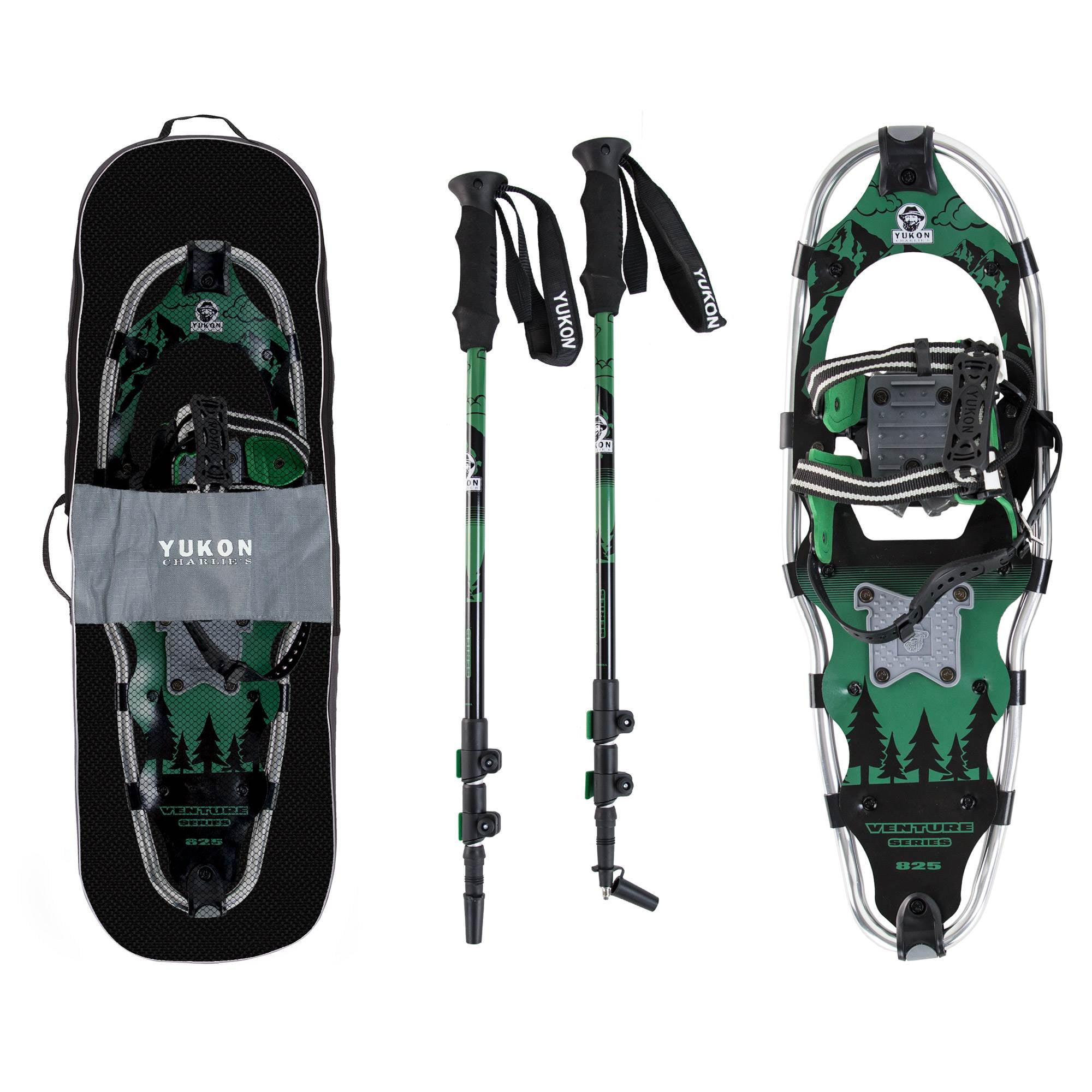 Yukon Charlie's Advanced 8x25 Inch Men's Snowshoe Kit w/ Aluminum Poles