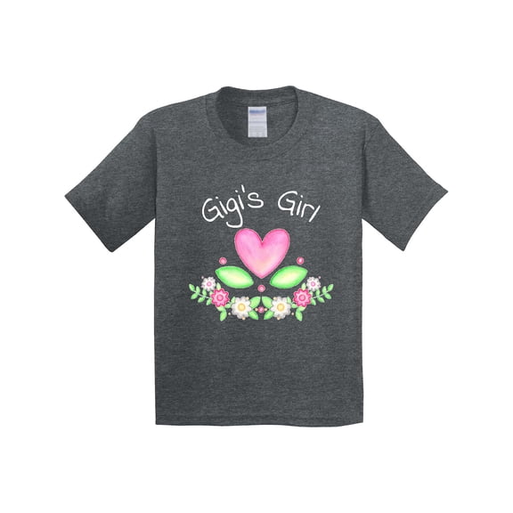 Inktastic Gigi's Girl Heart Flowers Youth T-Shirt