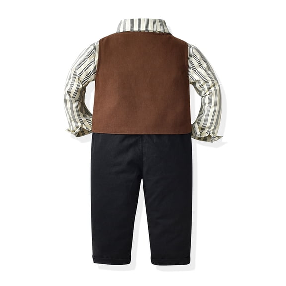 Vedolay Boys Fashion Sets Boy's 2 Piece Outfits Graphic Long Sleeve Top and Striped Belted Pants Set,A 3-4 Years
