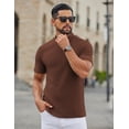 thumbnail image 3 of COOFANDY Mens Mock Turtleneck Sweater Short Sleeve Ribbed Knit Turtleneck Slim Fit Casual Sweater Soft, 3 of 5