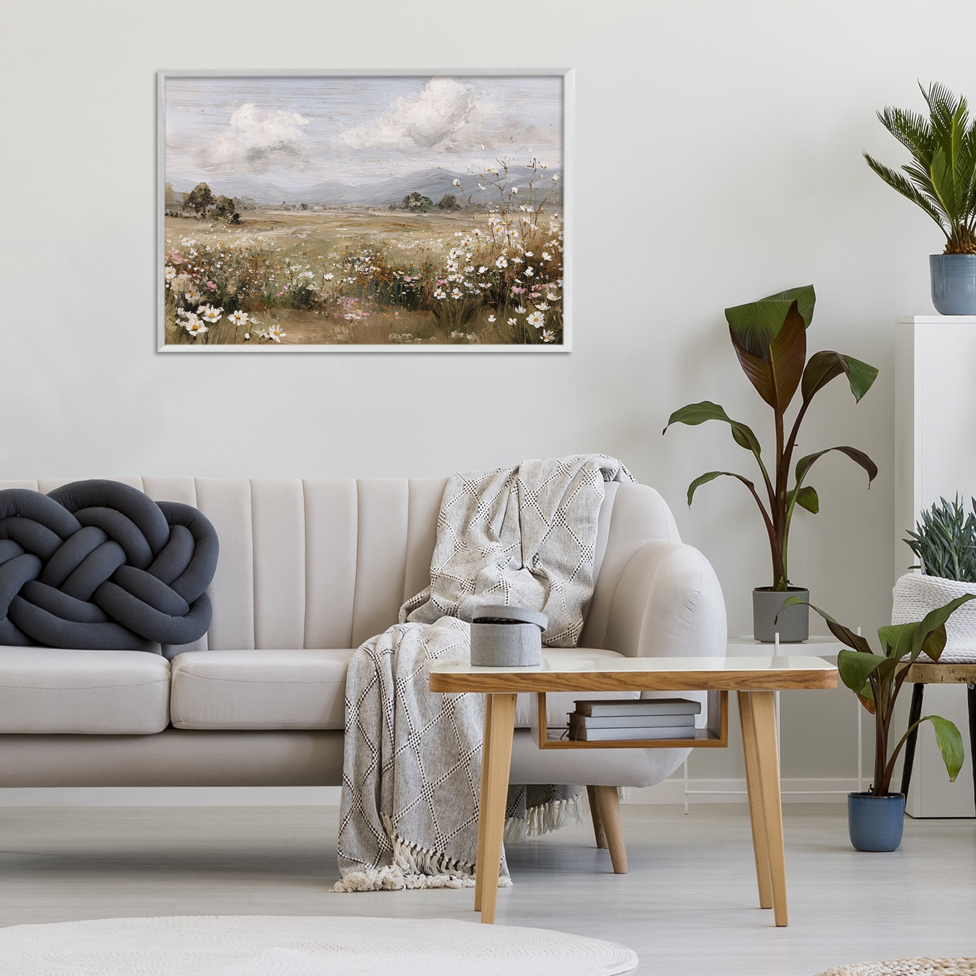 Stupell Industries Daisy Clusters in Field White Framed Giclee Art, design by Jacky Ngan