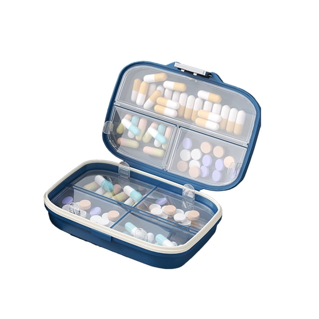 Portable Pill Organizer Weekly Pill Box Double Layer Medicine Case Mini Moisture Resistant Pill Container for Outdoor Travel Work