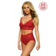 thumbnail image 3 of Felina | Finesse Lace Cami Bralette & Mock-Wrap Brief | 2-Piece Set (Tango Red, S/M), 3 of 3