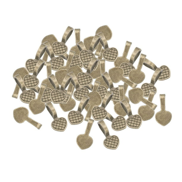 50 piezas de pegamento en fianzas en forma de corazón, aleación de 19mm, dijes, almohadillas planas para colgantes, pendientes, collares, accesorios