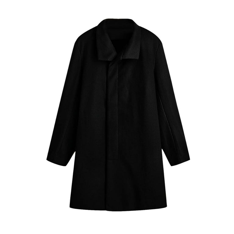 JNGSA Men's Trench Coat Slim fit Double Breasted Windbreaker Wool