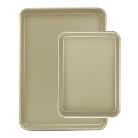 Mainstays Nonstick Aluminized Half Sheet and Quarter Sheet Baking Set  Gold
