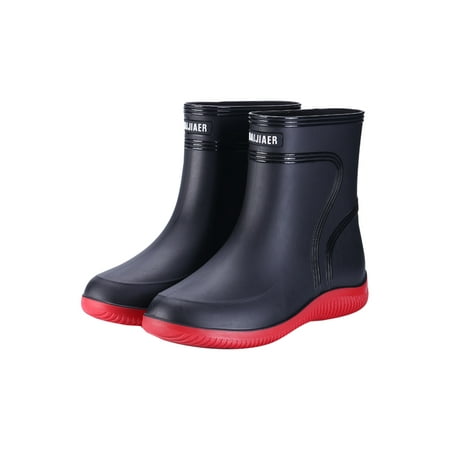 

Tenmix Womens Comfort Garden Shoes Outdoor Casual Round Toe Work Shoe Kitchen Non-Slip Rain Boots Red (Women) 7