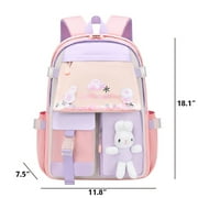 Lvelia School Backpacks for Girls, Large Capacity Fashion School Bag for Kids Teens,Cute Lightweight Waterproof Student Bookbags Gifts,Pink