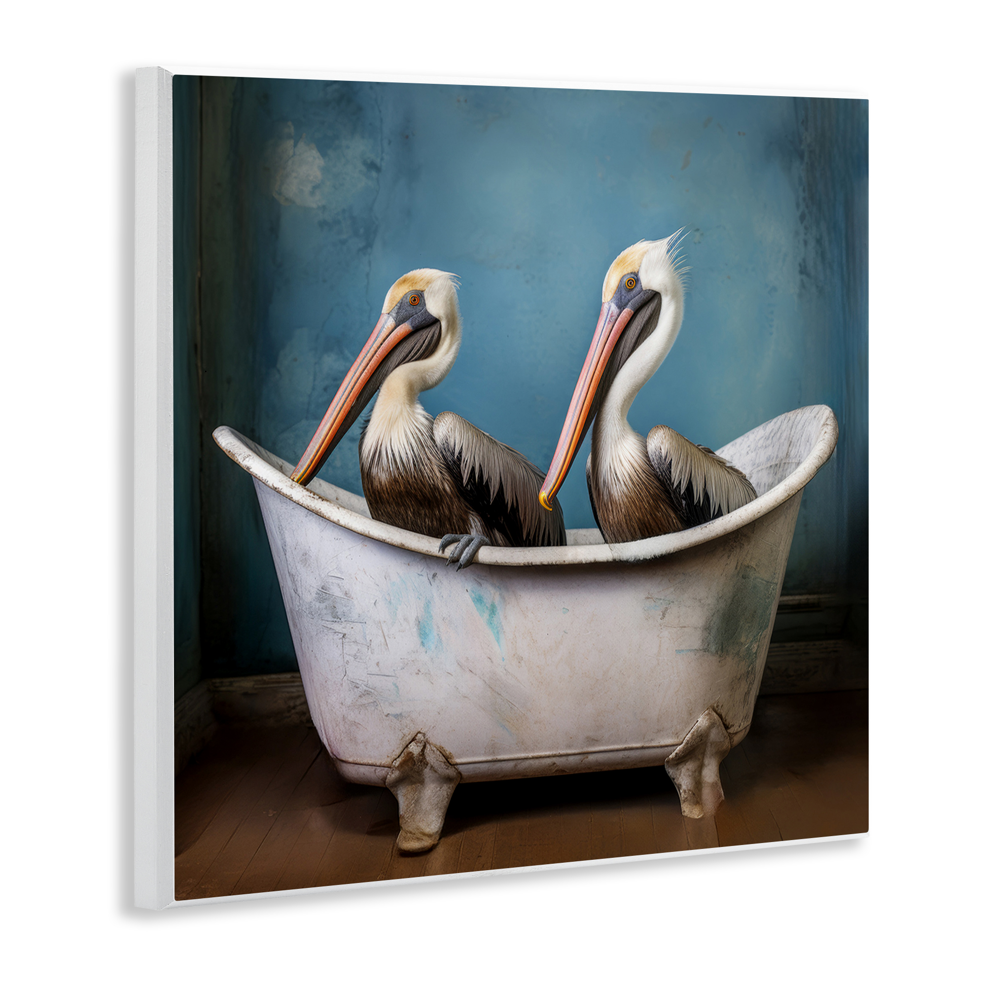 Stupell Industries Pelican Bath Time Typography Painting Unframed Art Print Wall Art, 12 x 12