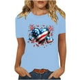 thumbnail image 2 of Cavosen American Flag T Shirts Women Petite 4th of July Short Sleeve Crew Neck Tops American Flag Print T Shirts Lady XL Red White and Blue Casual Tops Patriotic Tunic Tees 2025 Patriotic Clothes, 2 of 8