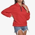 thumbnail image 5 of Fgnfyis Womens Sweatshirts Casual Solid Color Quarter Zip Stand Collar Long Sleeve Pullover Top for Modern Red XXL, 5 of 9
