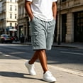 thumbnail image 2 of Men Drawstring Waist Casual Shorts with Cargo Pockets Relaxed Fit Elastic Waistband Soft Fabric Knee Length Design, 2 of 8