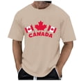 thumbnail image 3 of Mens Fitted T Shirts Summer Short Sleeve Breathable Comfortable Maple Leaf Flag Pattern Tee Shirts Men Beige XXXL, 3 of 4