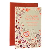 Valentine's Day Greeting Card for Friend - I'm So Glad We're Friends... Textured paper, Foil Accents, Metallic Lettering; Heart and Flowers