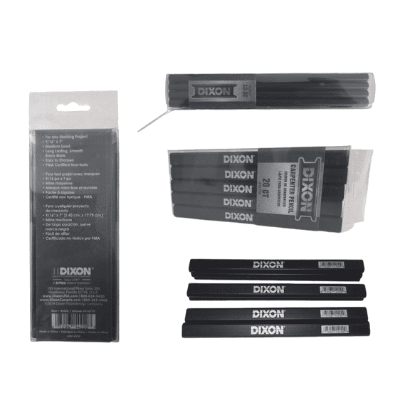 Dixon Ticonderoga Carpenter Pencils – 20-Pack, Medium Graphite, Bold & Long-Lasting Black Marks 14220