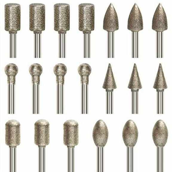 Diamond Drill Grinding Bit Set, Stone Carving Rotary Tools Polishing Kits Diamond-Coated with 1/8-inch Shank Universal Fitment for Stone Glass Ceramics$$Tools & Hardware Other