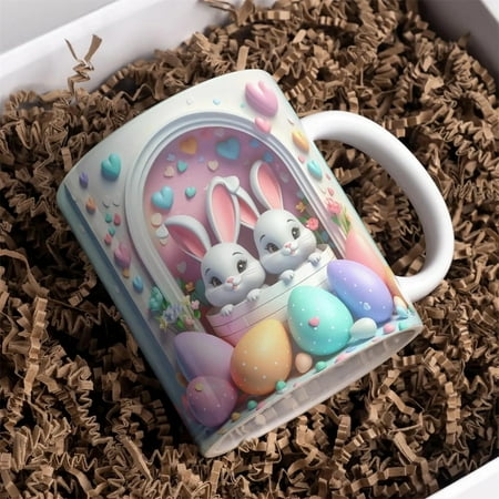 

Beer Glasseseasy To Cleanfor Birthday Parties Wedding Receptions Easter Bunny Mug 3D Ceramic Cute Coffee 12 Oz Party Creative Home Office Centerpiece