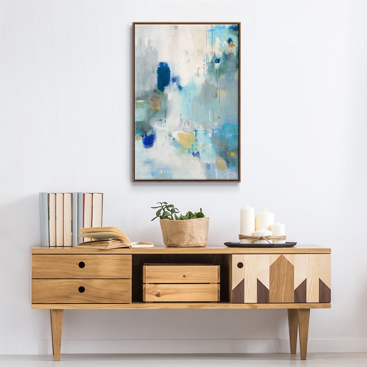 Celeste Motion II Framed Premium Gallery Wrapped Canvas - Ready to Hang - 25 x 37 - Walnut Floating Frame