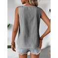 thumbnail image 3 of Women'S Button Asymmetrical V Neck Striped Print Blouses Casual Sleeveless Tank Top Summer Shirt Tops Black XL, 3 of 7